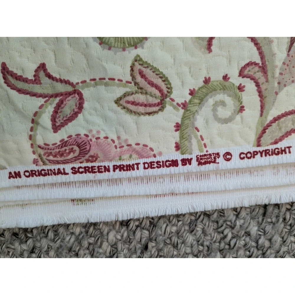 6.7 Yds Christie Brinkley Screen Print Decor‎ Quilted Cream Floral Fabric 54x240